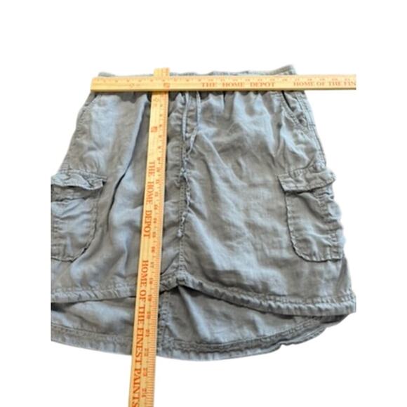 "CASLON" 100% Linen Gray Cargo Skirt Tie Waist SZ M Summer Cottage Core Basics - Picture 6 of 8